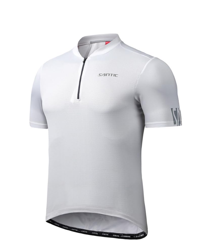 Santic Men's Cycling Jersey Short Sleeve with 3 Rear Pockets Half Zip Breathable Moisture Wicking Quick Dry Biking Shirts - Image 1
